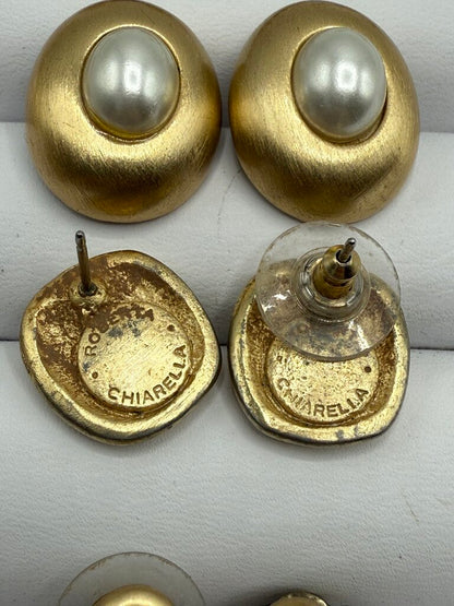 VTG Roberta Chairella Lot of 10 Pierced Earrings Gold/Silver Tone /ro