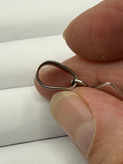 Sterling Silver Oblong Pendant Clear Crystal Gemstone Mount Slide Bail /ro