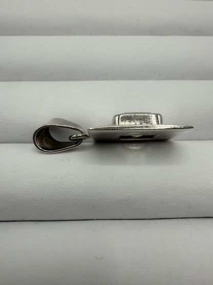 Sterling Silver Oblong Pendant Clear Crystal Gemstone Mount Slide Bail /ro