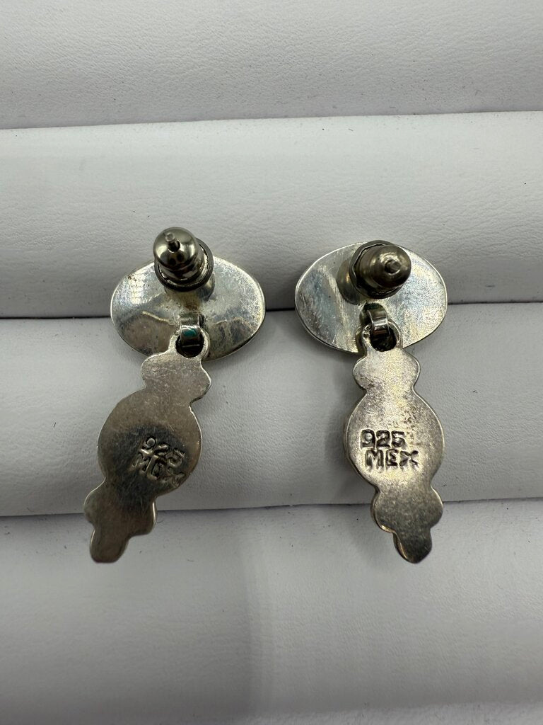 Sterling Silver w/Black Onyx Dangle Pierced Earrings 2 Pairs /ro