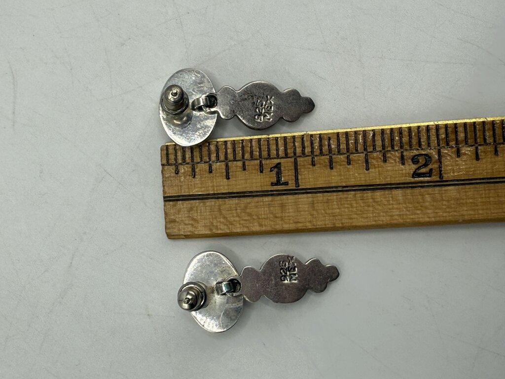 Sterling Silver w/Black Onyx Dangle Pierced Earrings 2 Pairs /ro