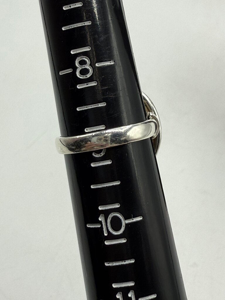 Sterling Silver Ring w/Brown/White Shell Size 9 /ro