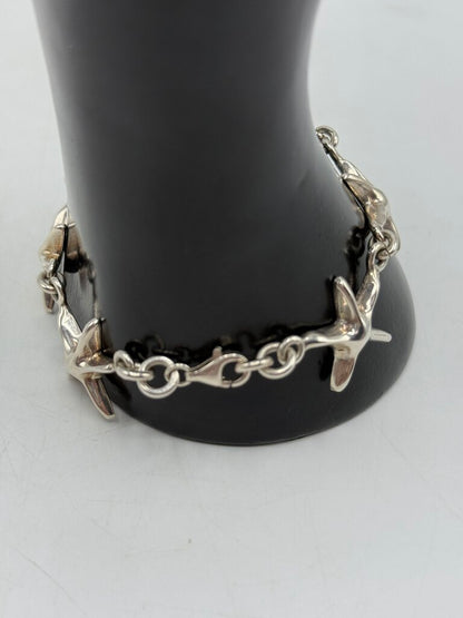 Solid Sterling Silver Bracelet 6 Starfish 22 Grams /ro