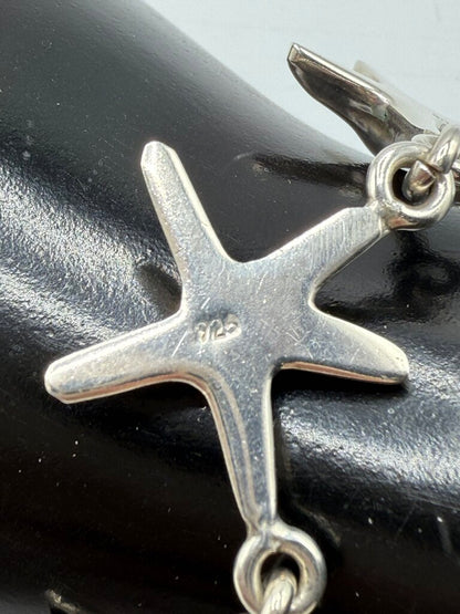 Solid Sterling Silver Bracelet 6 Starfish 22 Grams /ro