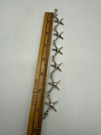Solid Sterling Silver Bracelet 6 Starfish 22 Grams /ro
