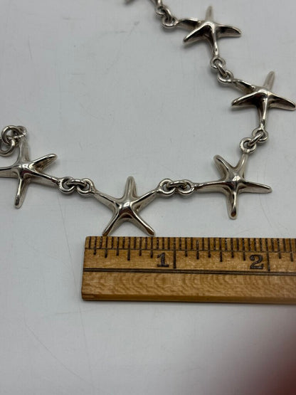 Solid Sterling Silver Bracelet 6 Starfish 22 Grams /ro