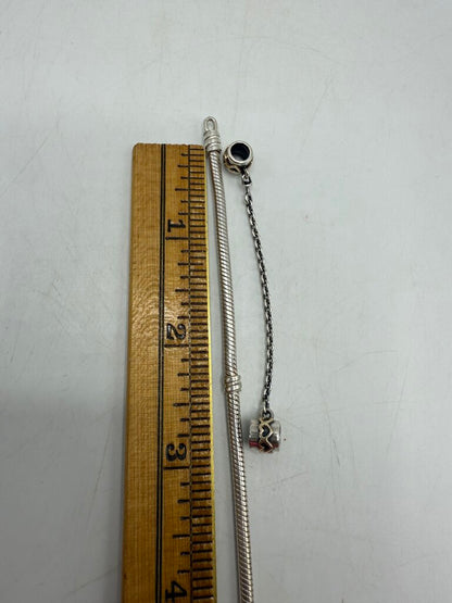 Genuine Pandora Moments Snake Chain Bracelet w/Safety Chain 925 Sterling /ro