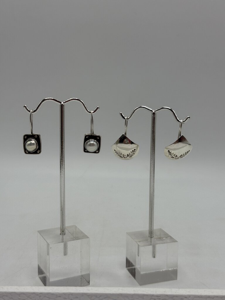 Set of 2 Pairs Pierce Dangle Sterling Silver Earrings /ro