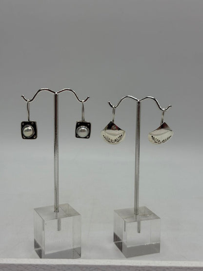 Set of 2 Pairs Pierce Dangle Sterling Silver Earrings /ro