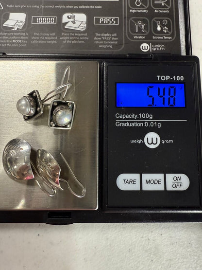Set of 2 Pairs Pierce Dangle Sterling Silver Earrings /ro