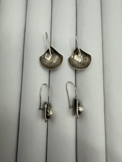 Set of 2 Pairs Pierce Dangle Sterling Silver Earrings /ro