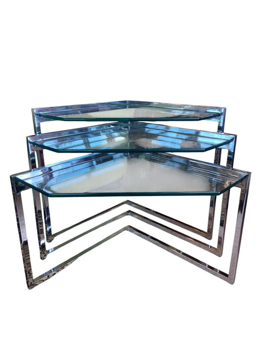Set Of 3 Glass Nesting Tables