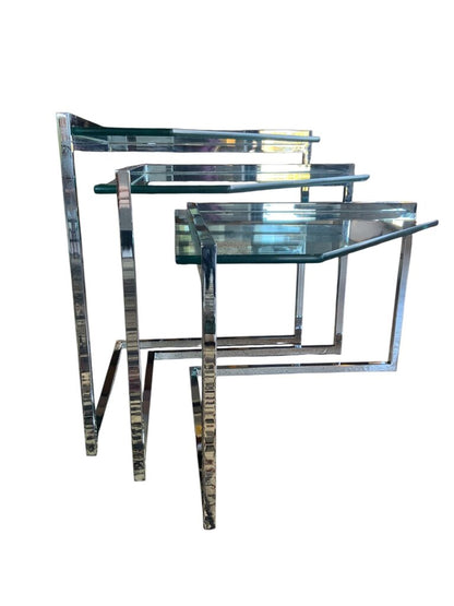 Set Of 3 Glass Nesting Tables