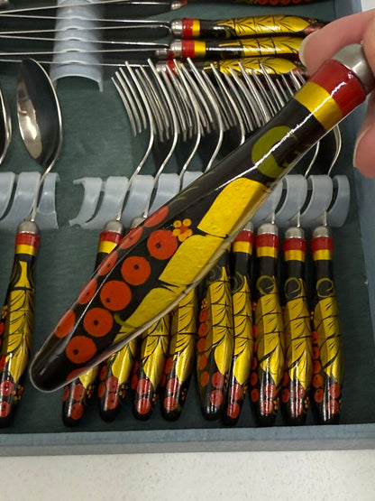 Handpainted Ukrainian Folk Art Flatware 30 pcs. /rw