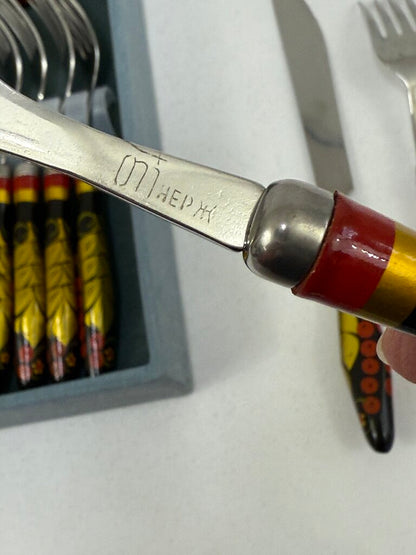 Handpainted Ukrainian Folk Art Flatware 30 pcs. /rw