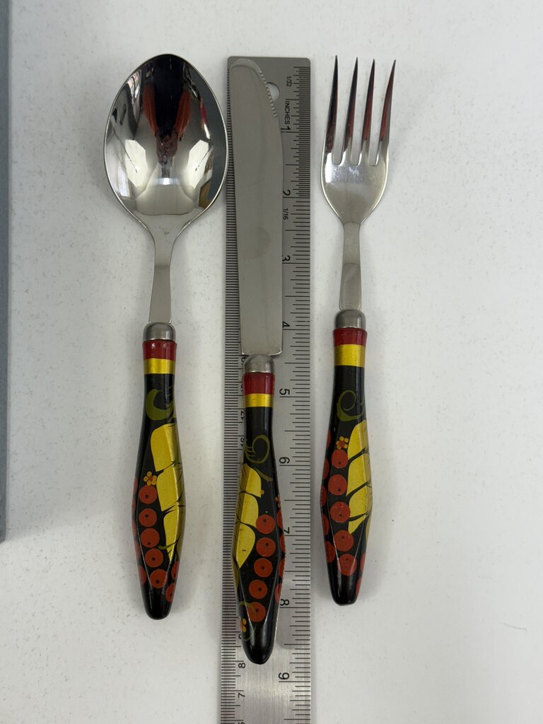 Handpainted Ukrainian Folk Art Flatware 30 pcs. /rw