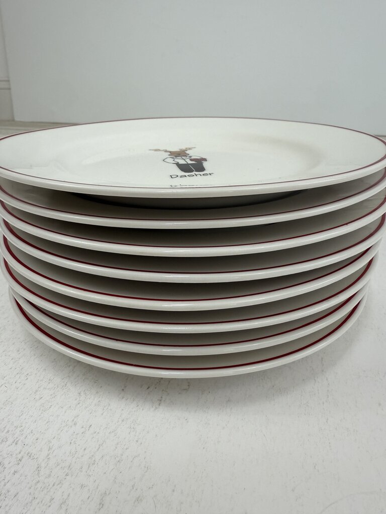 VTG LTD Commodities Set of 8 Holiday Reindeer Plates /roh