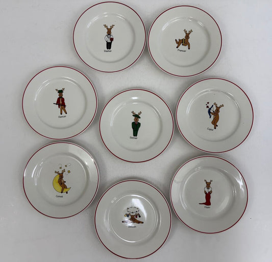 VTG LTD Commodities Set of 8 Holiday Reindeer Plates /roh