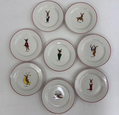 VTG LTD Commodities Set of 8 Holiday Reindeer Plates /roh