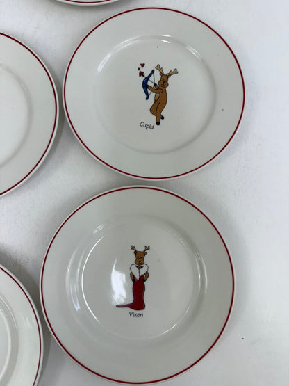 VTG LTD Commodities Set of 8 Holiday Reindeer Plates /roh