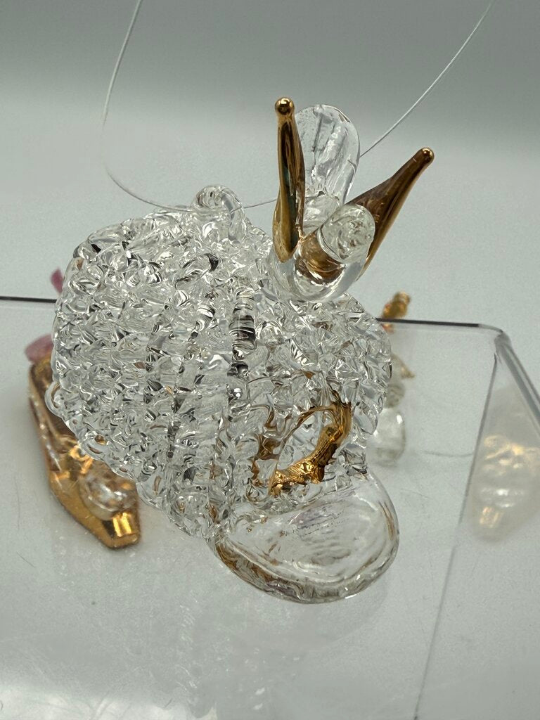 Set of 3 Petite Glass and Crystal Christmas Tree Ornaments Ballet Slippers, Elephant, Birdhouse /ro