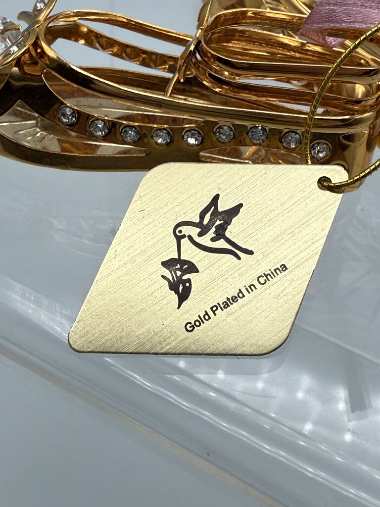 Set of 3 Petite Glass and Crystal Christmas Tree Ornaments Ballet Slippers, Elephant, Birdhouse /ro