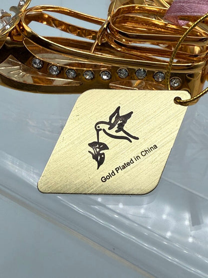 Set of 3 Petite Glass and Crystal Christmas Tree Ornaments Ballet Slippers, Elephant, Birdhouse /ro