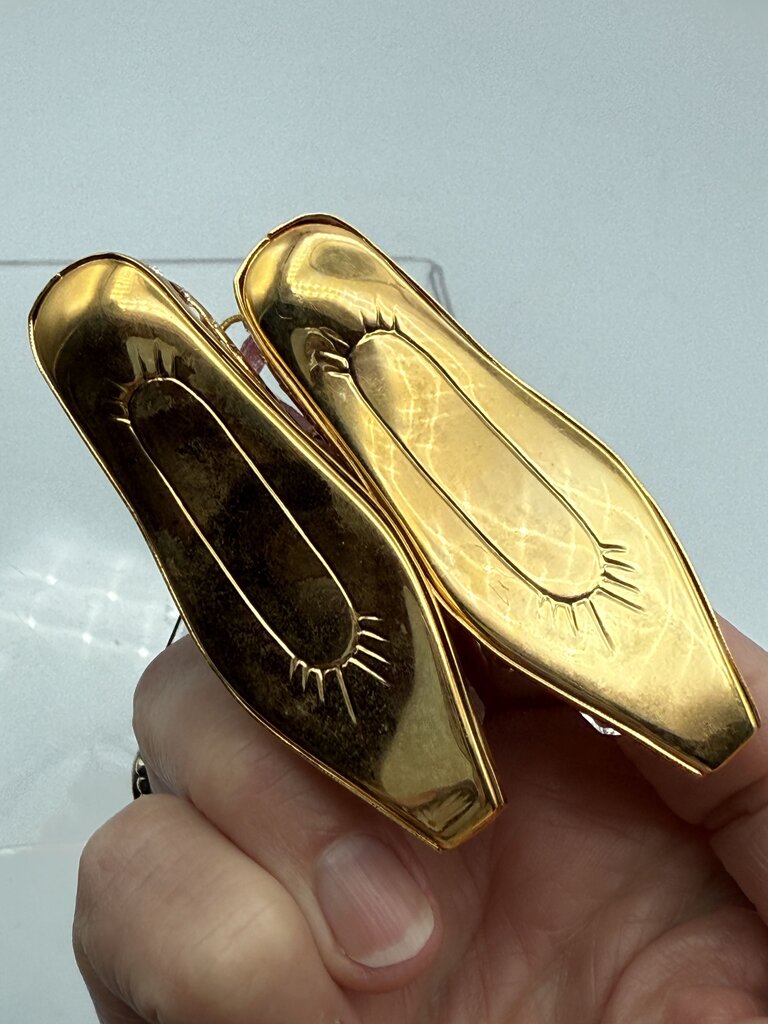 Set of 3 Petite Glass and Crystal Christmas Tree Ornaments Ballet Slippers, Elephant, Birdhouse /ro