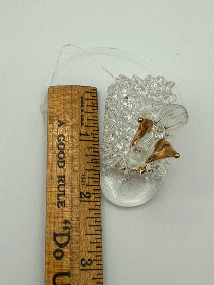 Set of 3 Petite Glass and Crystal Christmas Tree Ornaments Ballet Slippers, Elephant, Birdhouse /ro