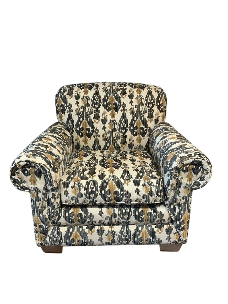 Brown And Black Patterned Upholstered Chair