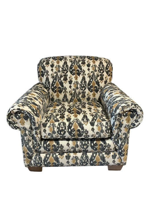 Brown And Black Patterned Upholstered Chair