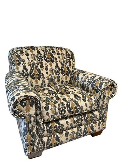 Brown And Black Patterned Upholstered Chair