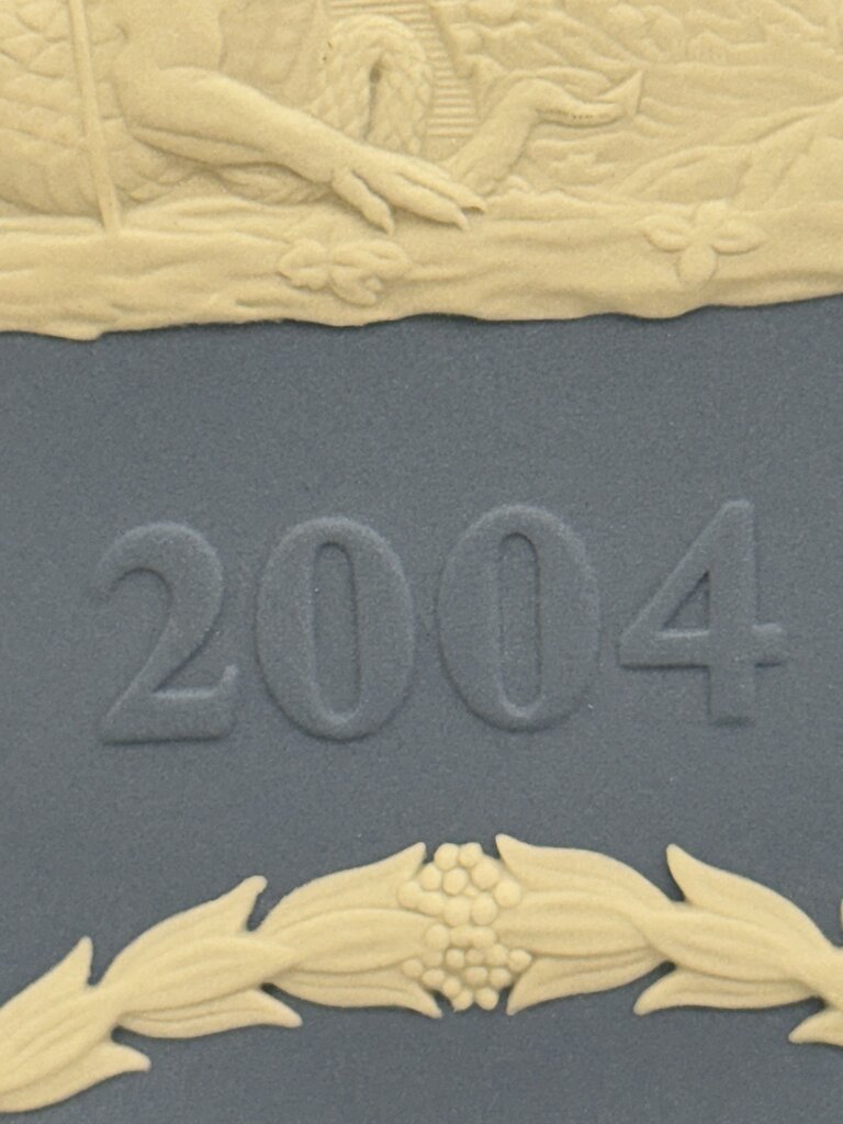 Wedgwood Jasperware Cream Color on Light Blue Poseidon 7” plate 2004 /roh