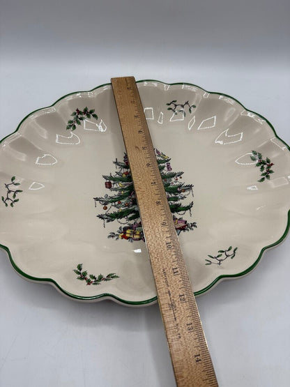Spode Christmas Tree Large Scalloped Oval Serving Tray /rb