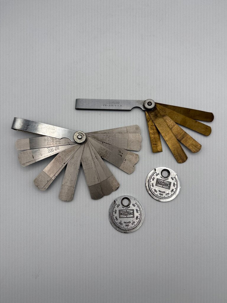 Vintage set of 4 Spark Plug Gapping Tools Champion Snap-On /rw