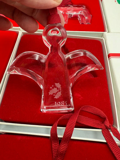 Lot of 6 VTG Orrefors Crystal Christmas Ornaments 1984-89 w/Box /ro