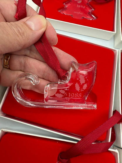 Lot of 6 VTG Orrefors Crystal Christmas Ornaments 1984-89 w/Box /ro