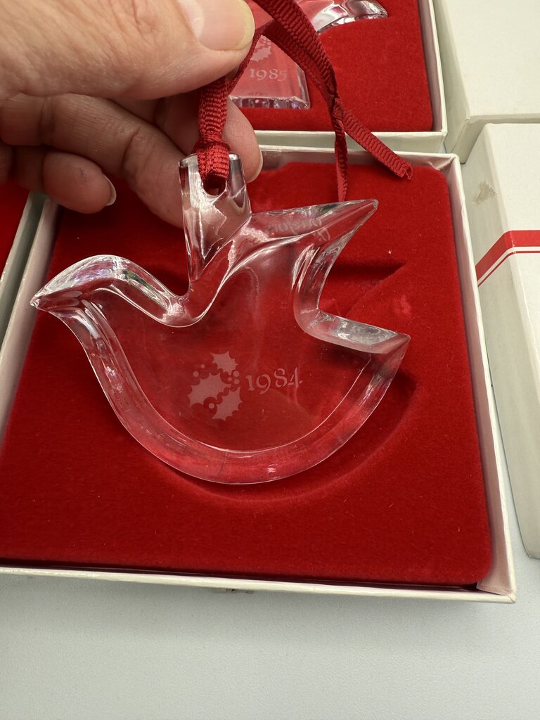 Lot of 6 VTG Orrefors Crystal Christmas Ornaments 1984-89 w/Box /ro