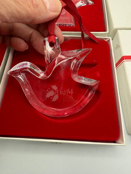 Lot of 6 VTG Orrefors Crystal Christmas Ornaments 1984-89 w/Box /ro
