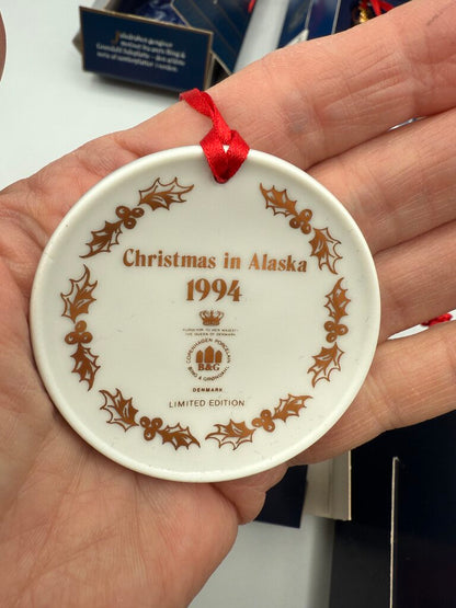 VTG Set of 5 Bing & Grondahl Copenhagen Cobalt Blue Porcelain Ornaments /ro