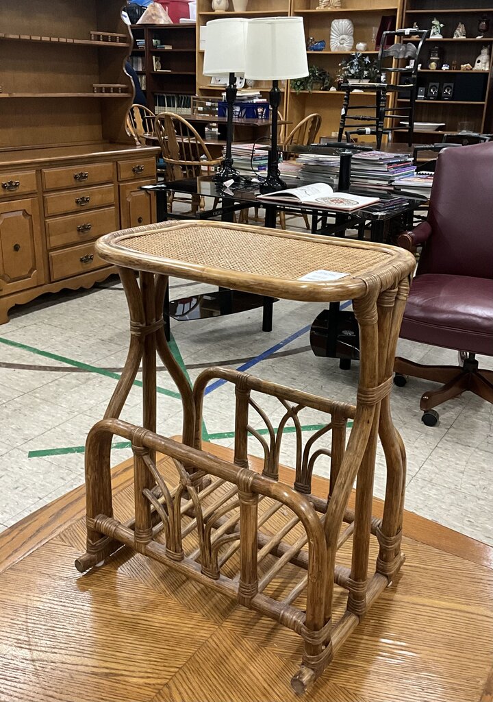 Vintage 1970's Rattan Side Table