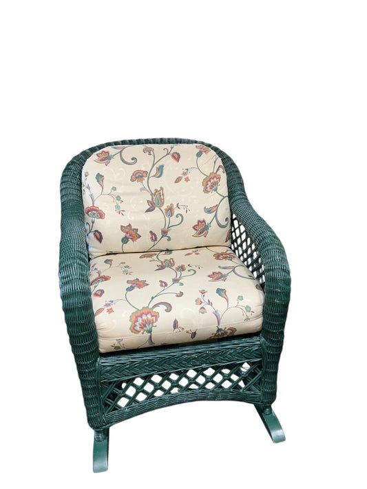 Dark Green Wicker Floral Chair