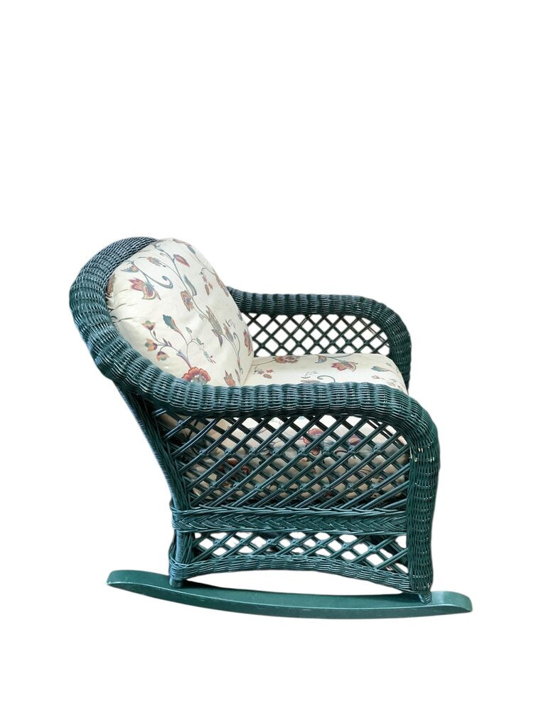 Dark Green Wicker Floral Chair