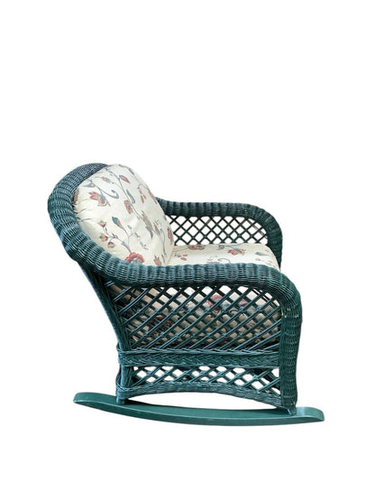 Dark Green Wicker Floral Chair