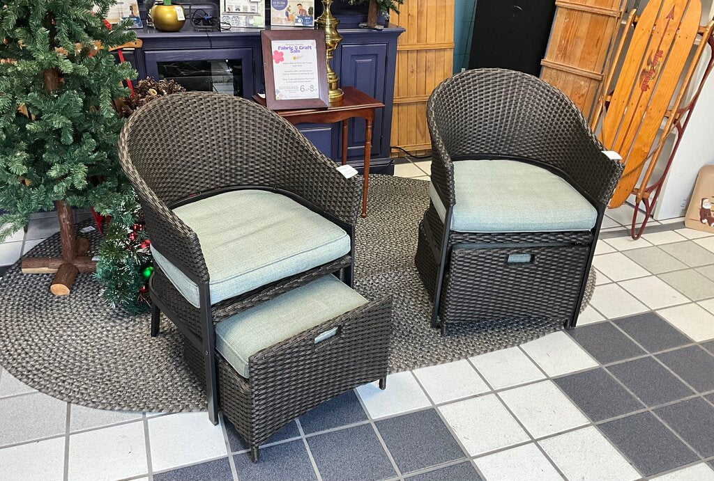 Pair of Wicker Patio Chairs