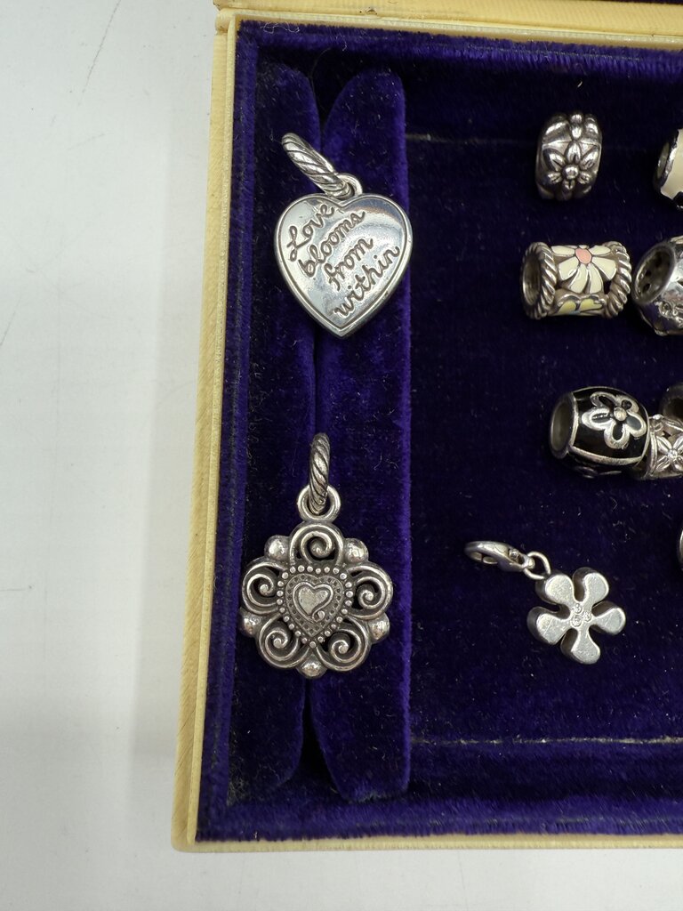 Brighton Jewelry Lot of Flower Theme 20 Beads 6 Charms /ro