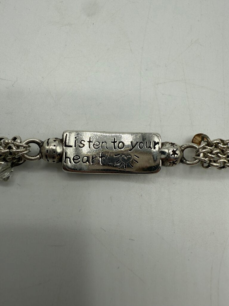 Brighton Listen to Your Heart Silver Toned Bracelet /ro