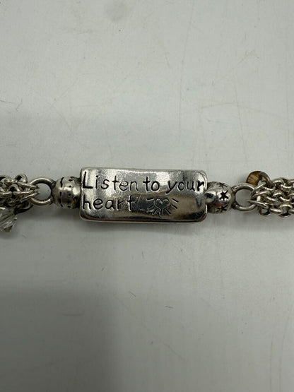Brighton Listen to Your Heart Silver Toned Bracelet /ro