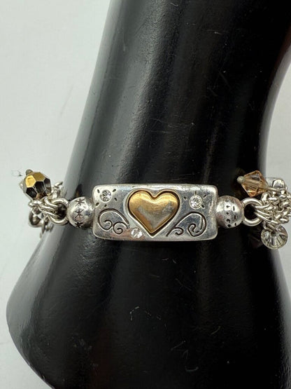 Brighton Listen to Your Heart Silver Toned Bracelet /ro
