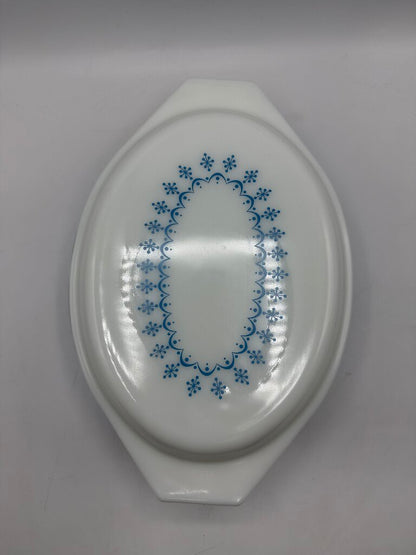 VTG Pyrex Blue Snowflake Garland Casserole 2.5 Qt. /rw